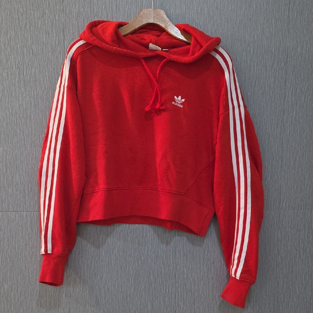 Adidas Women's Red Cropped Hoodie